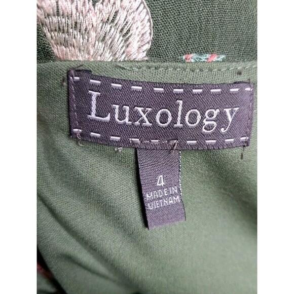 Luxology Women's Size 4 Cold Shoulder Dress Floral Embroidered Boho Bell Sleeves - Picture 6 of 11